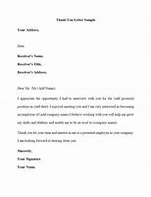 A Sample Interview Thank You Letter